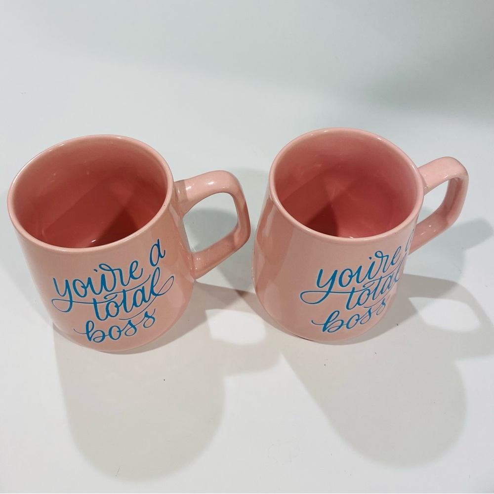 Austin & Ash Set of 2 “You’re a Total Boss” Pink Blue Coffee Mug